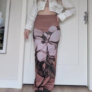 floral bodycon maxi skirt